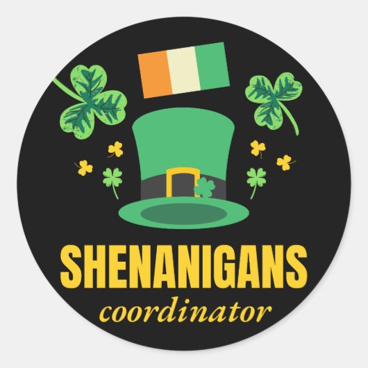 Shenanigans Coordinator St. Patrick's Day Ronde Sticker (Voorkant)