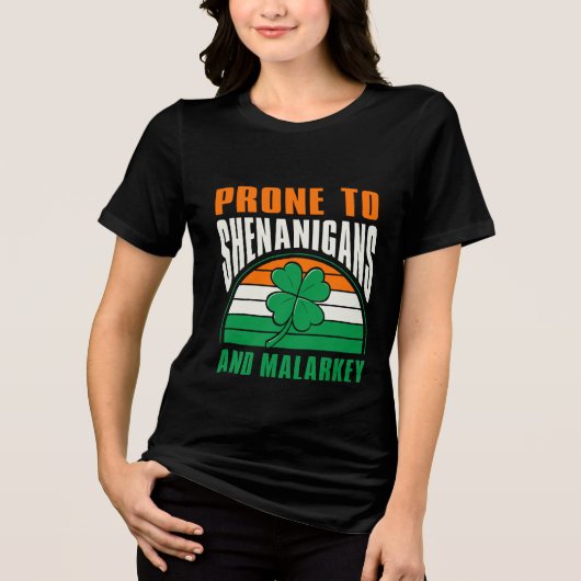 Shenanigans en Malarkey Funny St Patrick's Day Tri-Blend Shirt (Voorkant)
