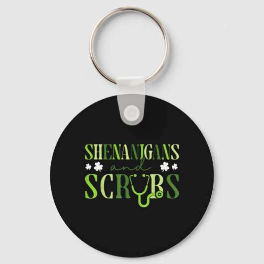 Shenanigans En Scrub Stethoscoop St. Patrick's Dag Sleutelhanger (Voorkant)