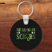Shenanigans En Scrub Stethoscoop St. Patrick's Dag Sleutelhanger (Voorkant)