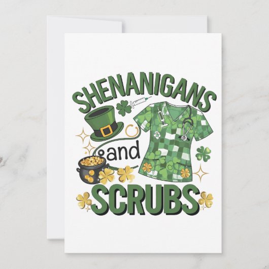 Shenanigans en Scrubs Funny Nursing St Patrick's Save The Date (Voorkant)