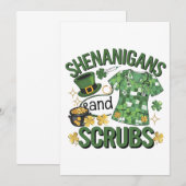 Shenanigans en Scrubs Funny Nursing St Patrick's Save The Date (Voorkant / Achterkant)