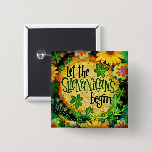 Shenanigans en Shamrocks Vierkante Button 5,1 Cm (Voorkant /achterkant)