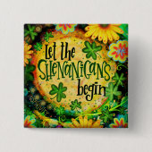 Shenanigans en Shamrocks Vierkante Button 5,1 Cm (Voorkant)