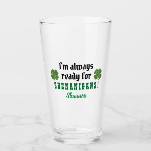 Shenanigans Funny St. Patrick's Day Beer Pint Glas (Voorkant)