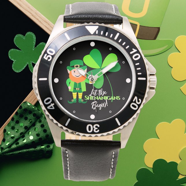 Shenanigans Kabouter Klaver St Patrick's Stippen Horloge (Creator heeft geüpload)