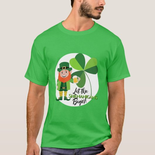 Shenanigans Kabouter Klavertje St. Patrick's Day T-shirt (Voorkant)
