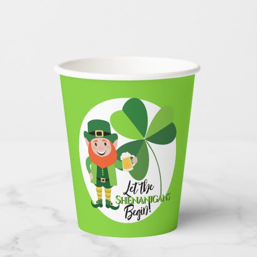 Shenanigans Leprechaun Shamrock St Patrick's Day Papieren Bekers (Voorkant)