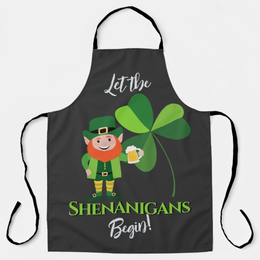 Shenanigans Leprechaun Shamrock St Patrick's Day Schort (Voorkant)