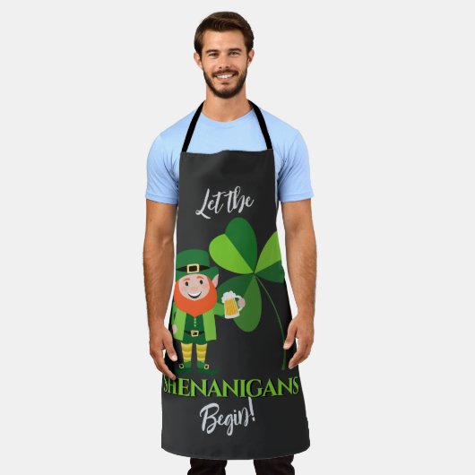 Shenanigans Leprechaun Shamrock St Patrick's Day Schort (Gedragen)