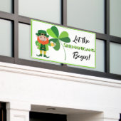 Shenanigans Leprechaun Shamrock St Patrick's Day Spandoek (Buitenkant Gebouw)
