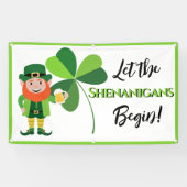 Shenanigans Leprechaun Shamrock St Patrick's Day Spandoek (Horizontaal)