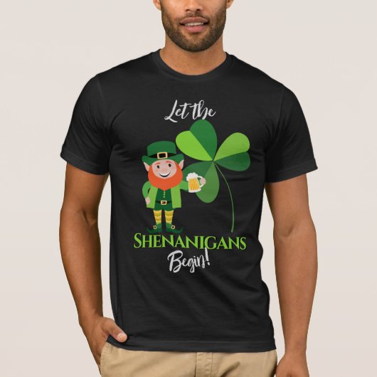 Shenanigans Leprechaun Shamrock St Patrick's Day T-shirt (Voorkant)