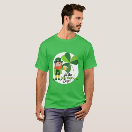 Shenanigans Leprechaun Shamrock St Patrick's Day T-shirt (Voorkant volledig)