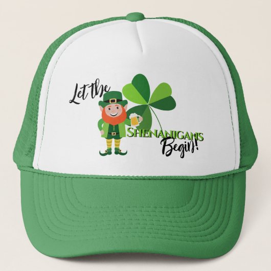 Shenanigans Leprechaun Shamrock St Patrick's Day Trucker Pet (Voorkant)