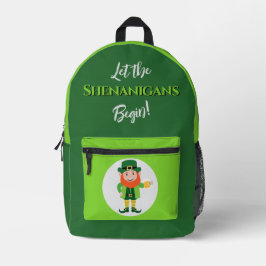 Shenanigans Leprechaun St Patrick's Day Bedrukte Rugzak