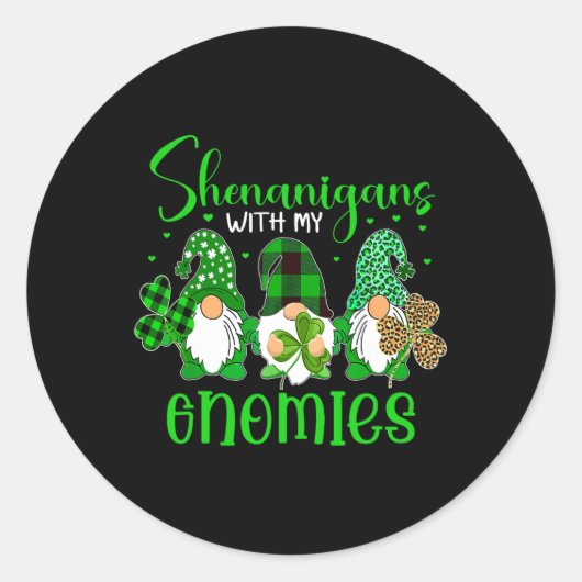 Shenanigans met mijn gnomen Shamrock Happy St Patr Ronde Sticker (Voorkant)