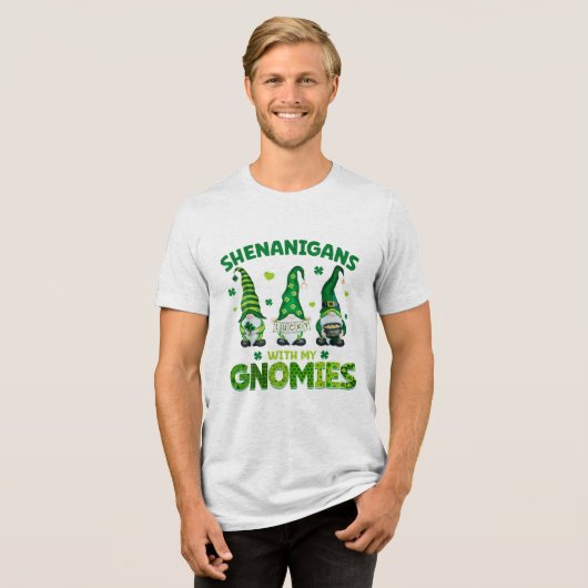 Shenanigans met mijn gnomen St Patricks Day Tri-Blend Shirt (Voorkant volledig)