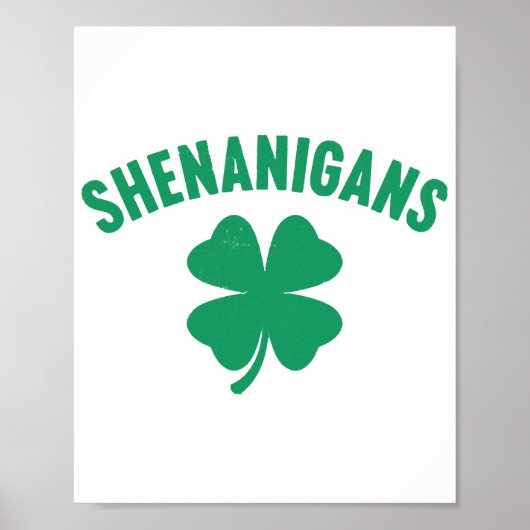 Shenanigans Shamrock St. Patrick's Dag Retro  Poster (Voorkant)
