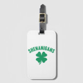 Shenanigans Shamrock St. Patrick's Day Retro Bagagelabel (Voorkant (verticaal))