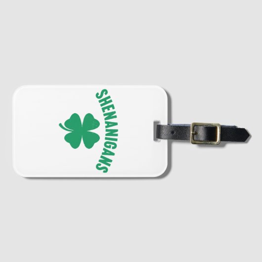 Shenanigans Shamrock St. Patrick's Day Retro Bagagelabel (Voorkant (horizontaal))