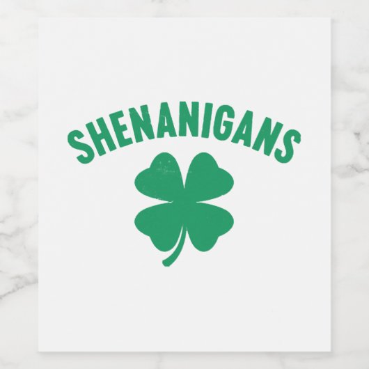 Shenanigans Shamrock St. Patrick's Day Retro Wijn Etiket (Enkel label)