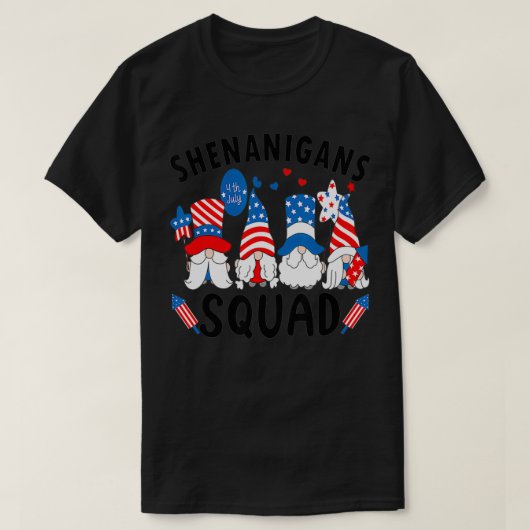 Shenanigans Squad 4 juli Gnomes USA Independe T-shirt (Design voorkant)