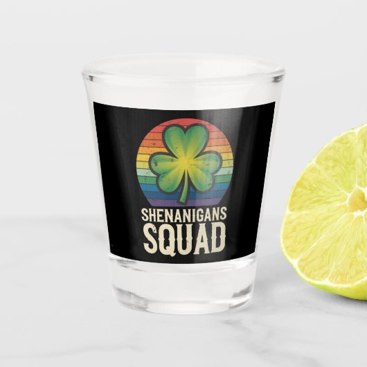 Shenanigans Squad bijpassende St Patricks Day-groe Shot Glas (Voorkant)