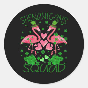 Shenanigans Squad Flamingo St Patrick's Day Ronde Sticker