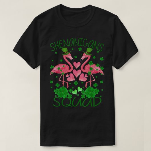 Shenanigans Squad Flamingo St Patrick's Day T-shirt (Design voorkant)
