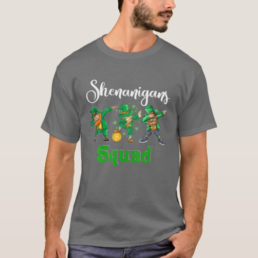Shenanigans Squad Funny Patrick's Day Dabbing Lepr T-shirt (Voorkant)
