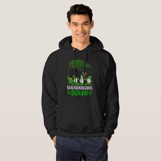 Shenanigans Squad Gnome Shamrock St Patricks Day Hoodie (Voorkant volledig)