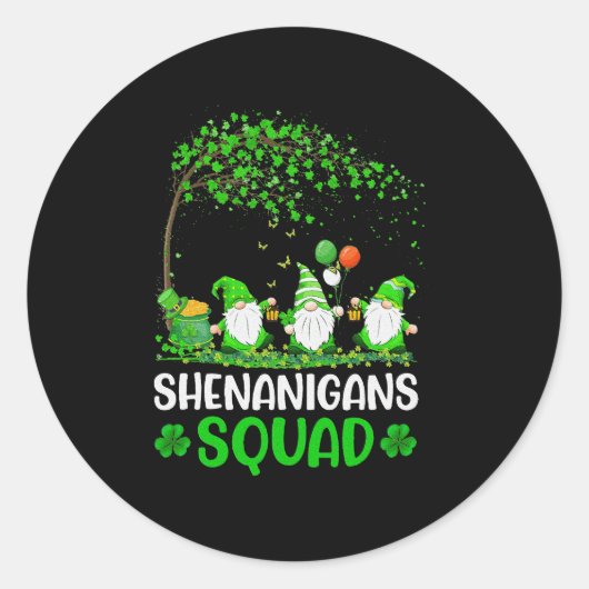Shenanigans Squad Gnome Shamrock St Patricks Day Ronde Sticker (Voorkant)