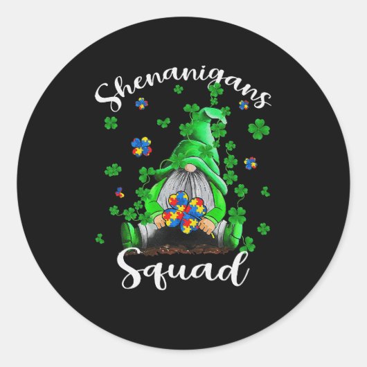 Shenanigans Squad Gnomen Autism St Patrick's Day Ronde Sticker (Voorkant)
