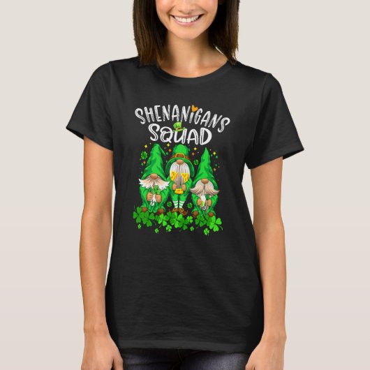 Shenanigans Squad Gnomes Shamrock Happy St Patrick T-shirt (Voorkant)