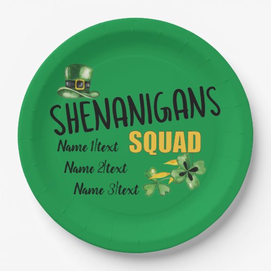 Shenanigans Squad, Groene St. Patrick's Day Feest Papieren Bordje (Voorkant)