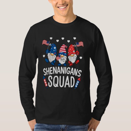 Shenanigans Squad Happy 4th Of July  Gnome Patriot T-shirt (Voorkant)