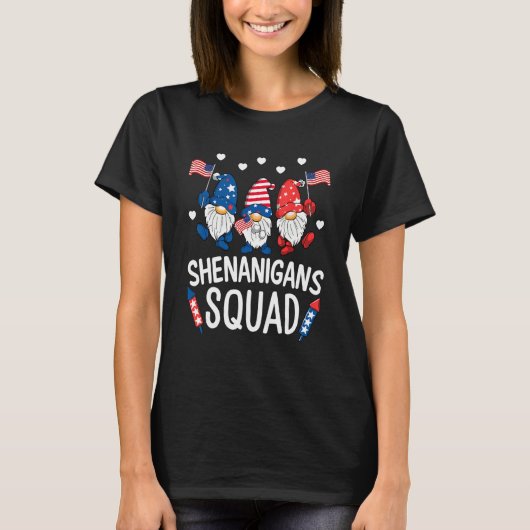 Shenanigans Squad Happy 4th Of July Gnome Patriot T-shirt (Voorkant)