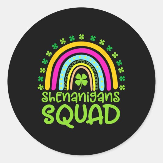 Shenanigans Squad Happy St Patrick's Day Rainbow S Ronde Sticker (Voorkant)
