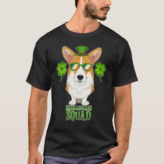 Shenanigans Squad I St Patricks Day Welsh Corgi T-shirt (Voorkant)