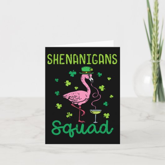 Shenanigans Squad Irish Flamingo St Patricks Day b Kaart (Voorkant)