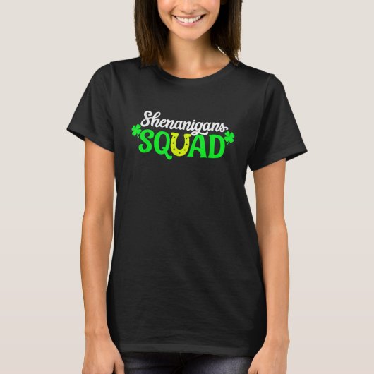 Shenanigans Squad Irish Retro Shamrock St Patrick' T-shirt (Voorkant)