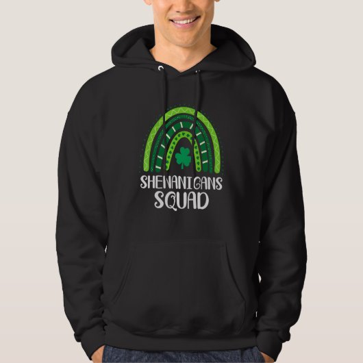 Shenanigans Squad Irish Shamrock Rainbow St Patric Hoodie (Voorkant)
