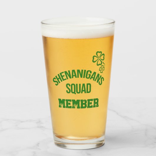 Shenanigans Squad Lid Beer Glas (Voorkant gevuld)
