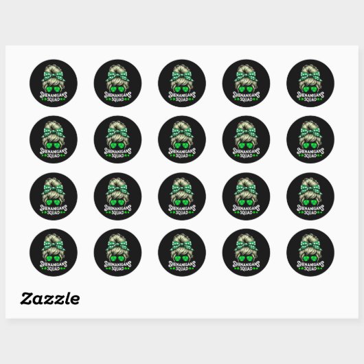 Shenanigans Squad Messy Bun St Patricks Day Ronde Sticker (Vel)