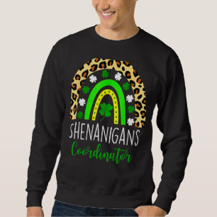 Shenanigans Squad Rainbow Leopard Print St Patrick Trui