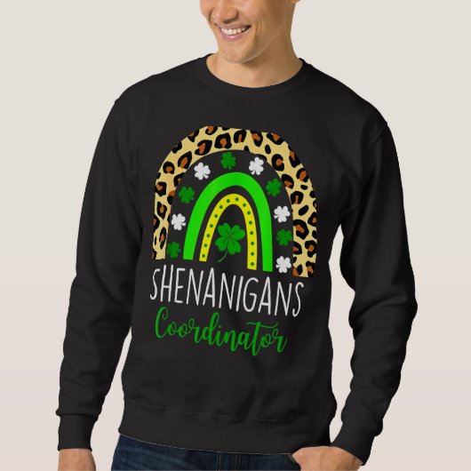 Shenanigans Squad Rainbow Leopard Print St Patrick Trui (Voorkant)
