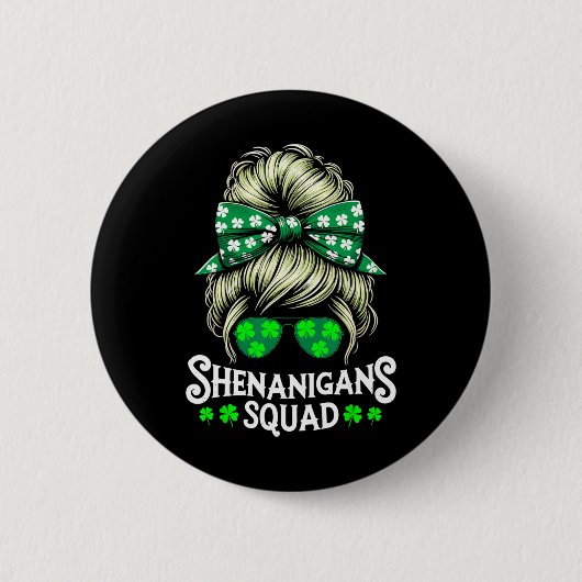 Shenanigans Squad rommelige knot St. Patricksdag Ronde Button 5,7 Cm (Voorkant)