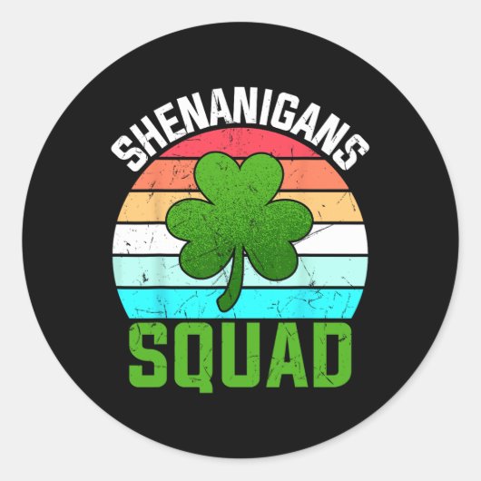 Shenanigans Squad Shamrocks Grappige St Patricks D Ronde Sticker (Voorkant)