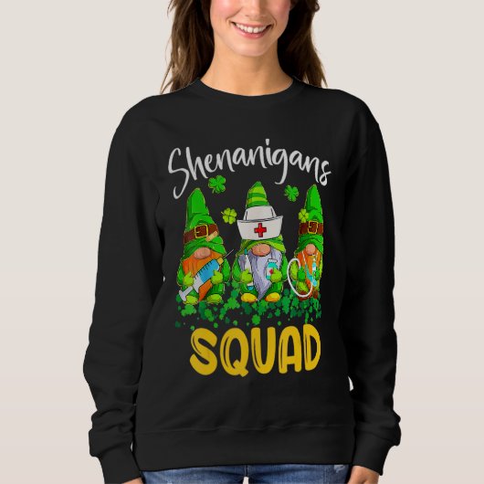 Shenanigans Squad St Patricks Day Gnomes Nurse Ste Trui (Voorkant)